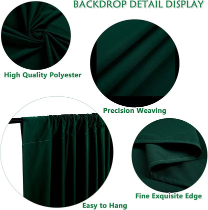20ft x 10ft Curtains Dark Green Backdrop Curtains for Parties Wedding Stage Curtains Rod Pocket Sliding Drapes Backdrop Curtain