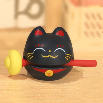 Decompression Wooden Fish Lucky Cat Wooden Fish Soundmaking Percussion Instrument Fortunate Wooden Fish Cat Figurines Decor