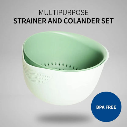 Rice Strainer and Kitchen Colander Set - Strain Rice, Quinoa and Small Grains - Soak, Wash and Drain Vegetables and Fruit - (4