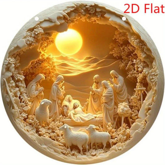 2D Bohemian Nativity Wall Hanging – Floral Christmas Decor for Living Room, Bedroom & Holiday Parties