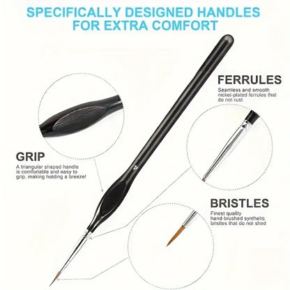 Professional Detail Brush Set - 3/6Pcs Fine Nylon Tip for Acrylic Painting