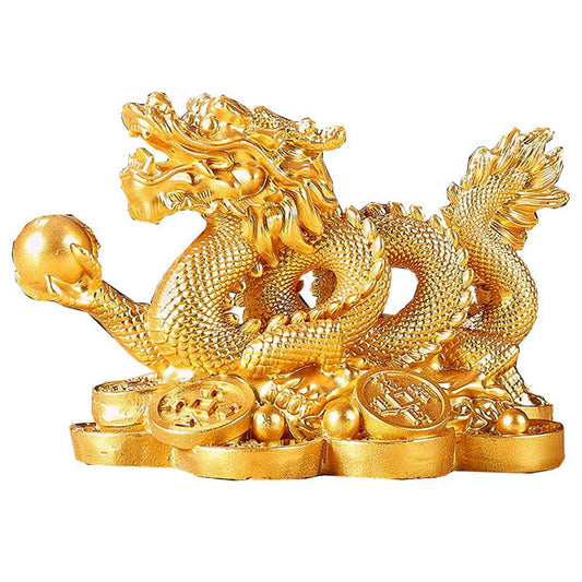 2024 Chinese Dragon Figurines Resin Dragon Figurine Ornament Attract Wealth Auspicious Dragon Statuette Desktop Decoration