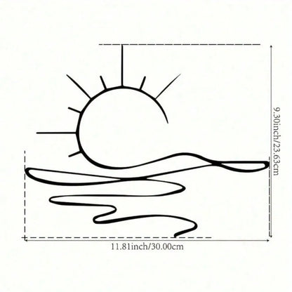 Minimalist Sunrise Metal Wall Art - Abstract Sun Line Wall Decor for Modern Home, Elegant Housewarming Gift Idea for Living Room