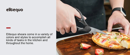 ELITEQUO All Purpose Kitchen Scissors, Heavy Duty Stainless Steel Scissors, Dishwasher Safe, Soft Grip Comfort Handle