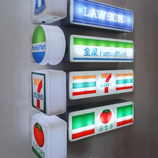 Convenience Store Fridge Magnet Miniature Model Magnetic Attraction Decorative Night Light Atmosphere Light Glowing Signboard