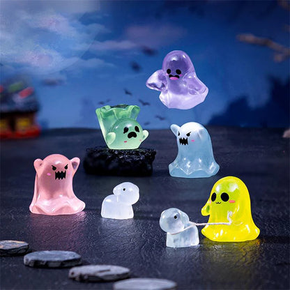 5Pcs Cute Dollhouse Luminous Ghost Doll Miniature Models DIY Accessory Doll House Decor Halloween Ornaments Glow In The Dark Toy