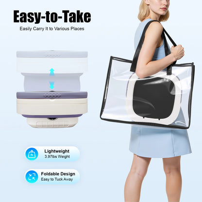 Mini Foldable Washing Machine 12L Capacity Pure Copper Motor 3 Washing Modes Easy To Move for Baby Clothes Underwear