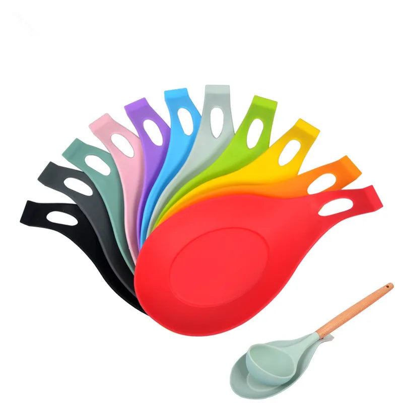1PC Food Grade Silicone Spoon Mat Heat Resistant Placemat Tray Kitchen Tool