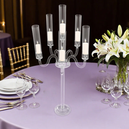 6 Arm Acrylic Candle Holder, Candle Holder for Wedding Party, Candle Holder