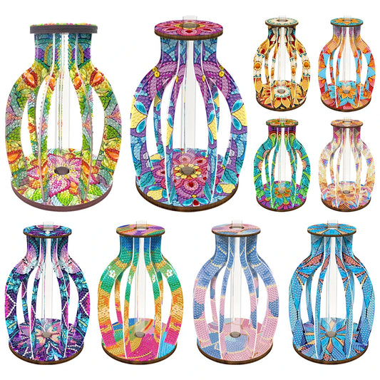 Wood Flower Diamond Painting Tabletop Ornaments Kit Desktop Diamond Art Kits Rhinestones Desktop Ornaments for Home Office Decor