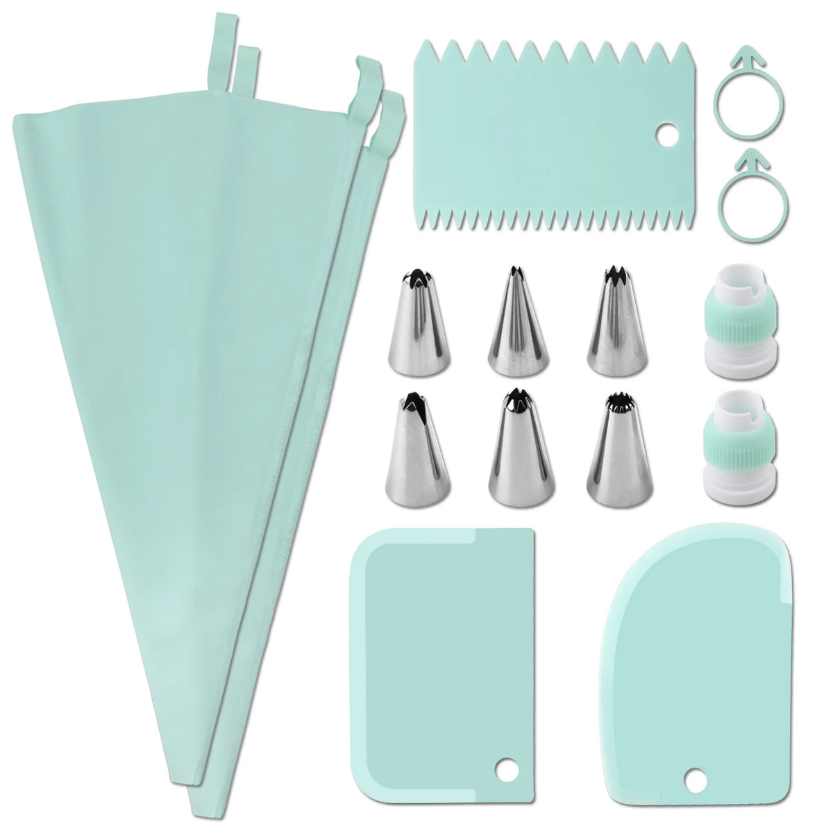 15Pcs Piping Pastry Bag Nozzles Set Cake Decorating Tips Spatula Baking Tools