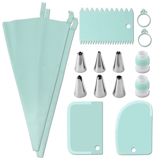 15Pcs Piping Pastry Bag Nozzles Set Cake Decorating Tips Spatula Baking Tools