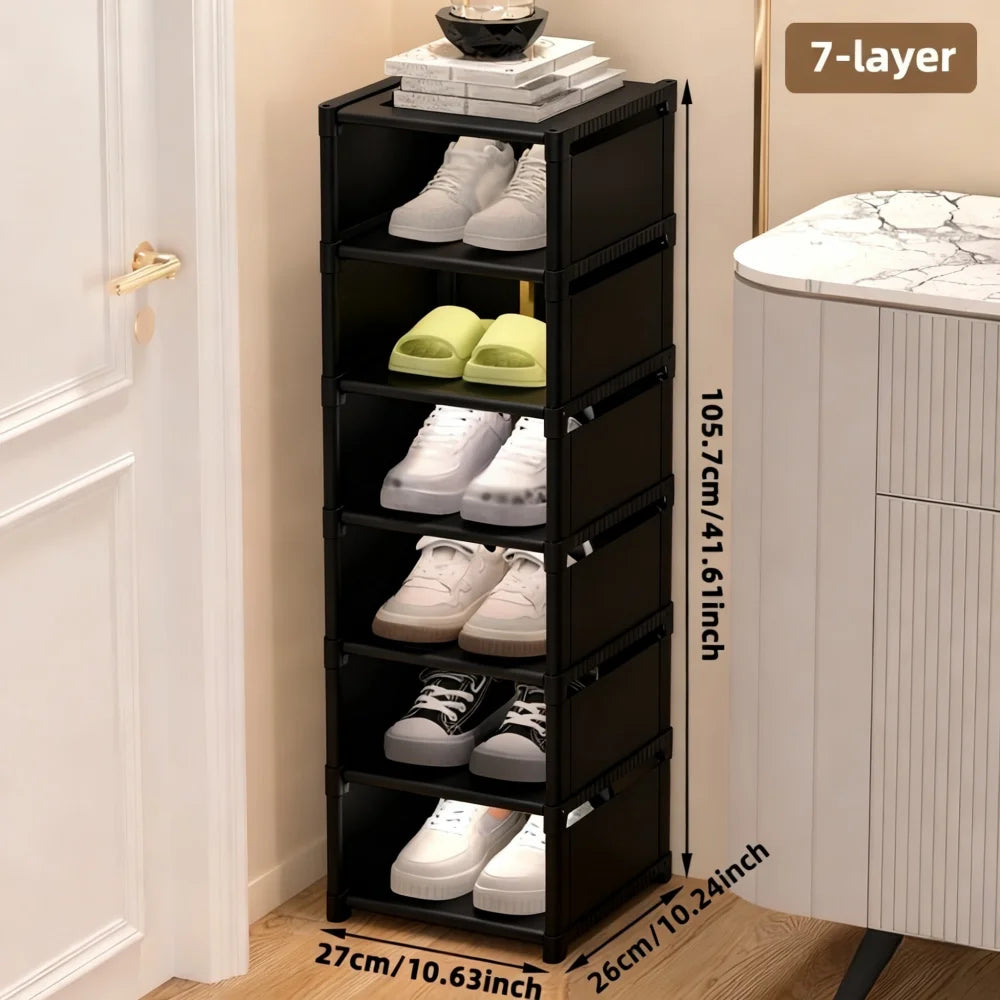 1 Piece Dustproof Single-Row Multi-Layer Shoe Rack, Shoe Storage Organizer, Entryway Furniture Shoe Cabinet, Easy to Assemble and Space-Saving, Suitable for Entryway, Closet, Living Room, Bedroom