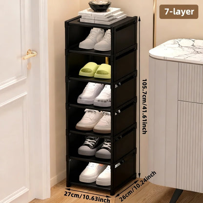 1 Piece Dustproof Single-Row Multi-Layer Shoe Rack, Shoe Storage Organizer, Entryway Furniture Shoe Cabinet, Easy to Assemble and Space-Saving, Suitable for Entryway, Closet, Living Room, Bedroom