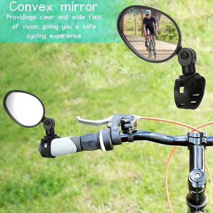 1/2PCS  Bike Mirrors, Acrylic Convex Oval Rearview for Cycling 360° Rotatable