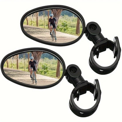 1/2PCS  Bike Mirrors, Acrylic Convex Oval Rearview for Cycling 360° Rotatable