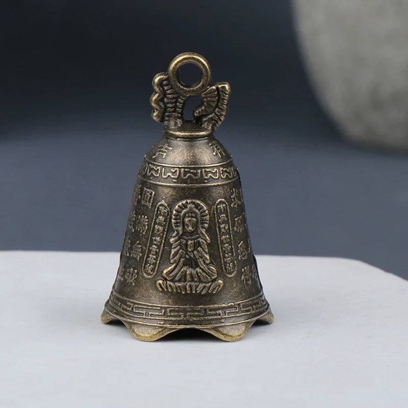 2Pcs Retro China's Mini Bronze Sculpture Pray Buddha Feng Shui Bell Home Garden Decorative Wind Bells Car Pendant Accessories