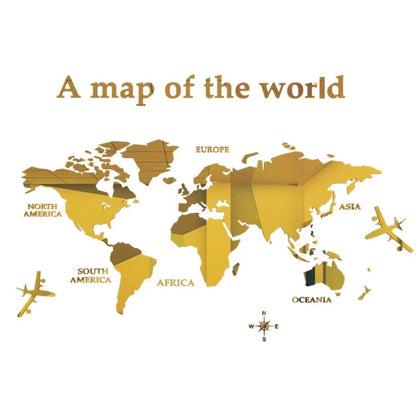 World Map Wall  3D Acrylic Wall Stickers Three-dimensional Mirror Stickers Bedroom Office Background Wall Decoration Stickers