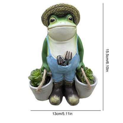 Cute Frog Yard Decor Resin Frog Succulent Flower Pot Creative Small Frog Figurine Planter for Indoor Outdoor Decor