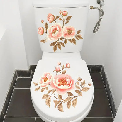 2Sheet Bathroom Toilet Sticker Modern Minimalist Flower Butterfly Pattern Self-adhesive Paintings For Bathroom Living Decoration