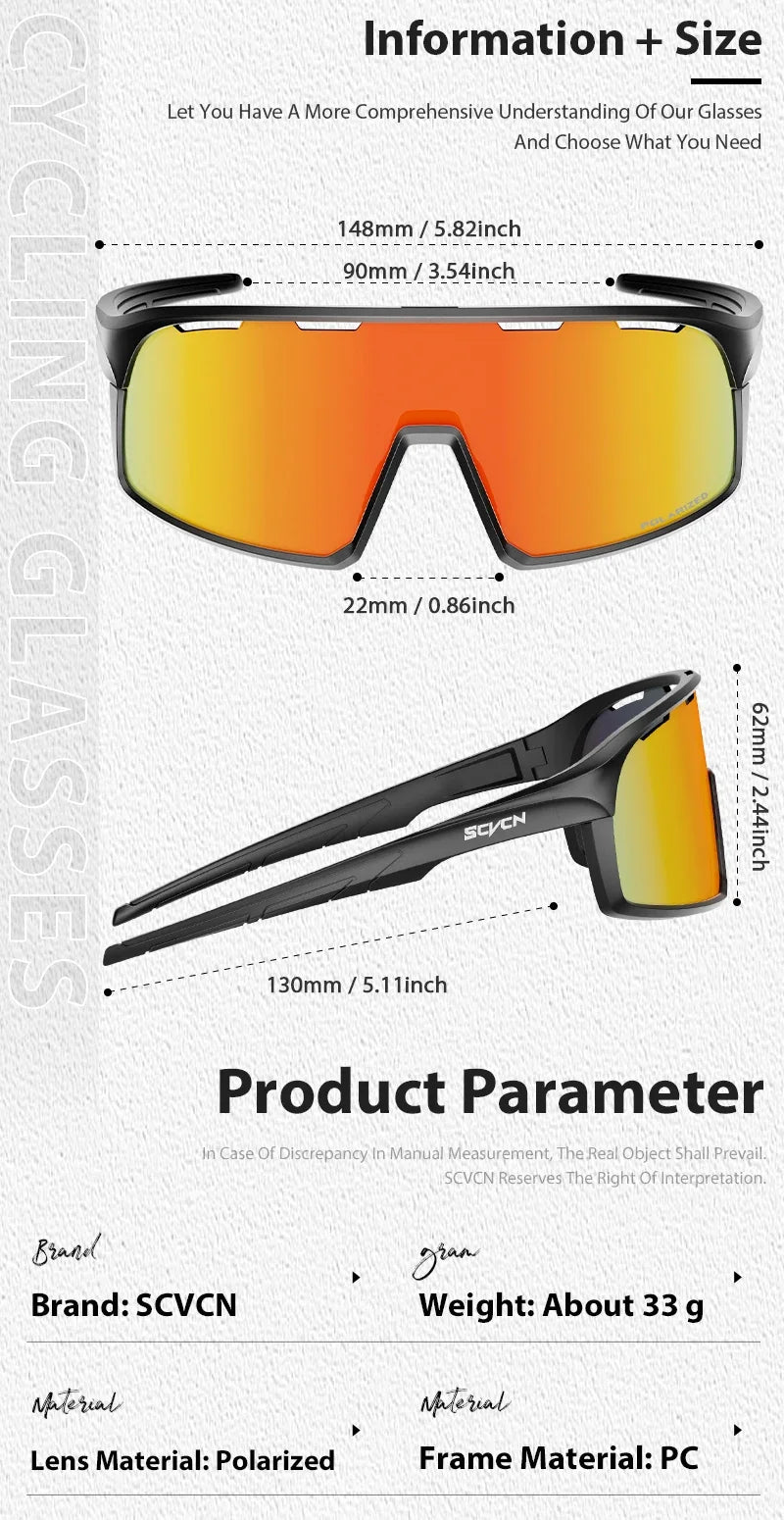 Polarized Cycling Sunglasses MTB Running Bicycle Sports
