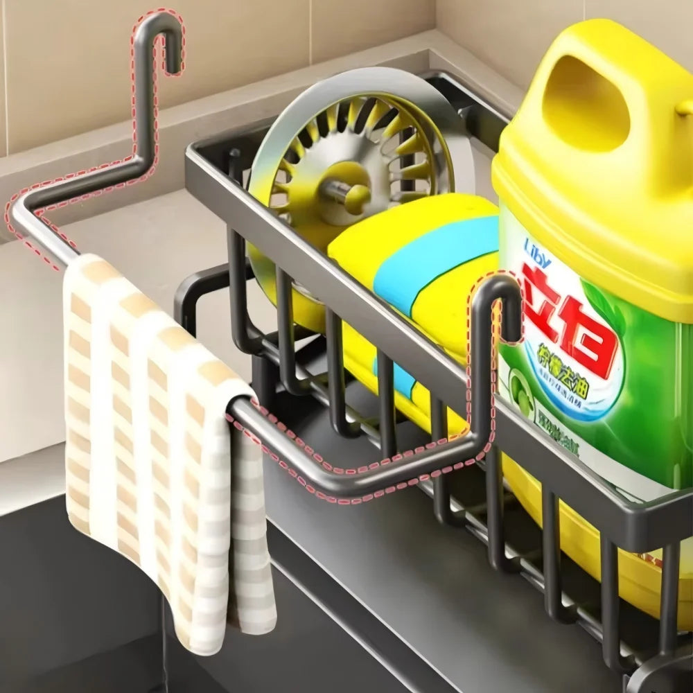Compact Sink Organizer with Drainage Rack – Space-Saving Kitchen Storage for Utensils/Accessories