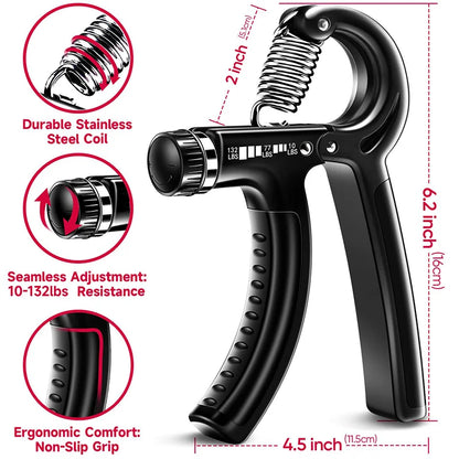 Adjustable Hand Gripper Kit (5-in-1) - Forearm & Finger Exercise, Stress Relief Ball, Portable Home Gym for Athletes