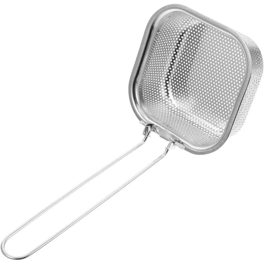 Stainless Steel Mesh Colander with Hook – Foldable Strainer for Hot Pot Deep Frying Noodles – Sturdy Kitchen Tool for Home Cook