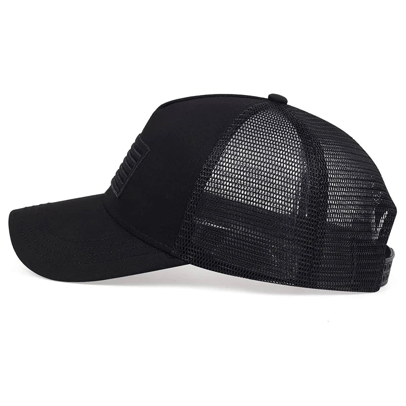 American Flag Embroidery Baseball Net Caps Adjustable