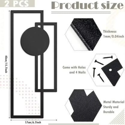 2Pcs Abstract Metal Wall Decor – Minimalist Vertical Geometric Sculptures for Sophisticated Spaces