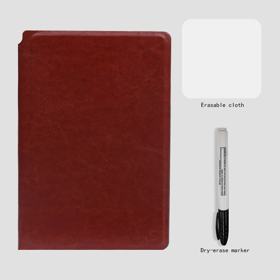 A5 Reusable Whiteboard Notebook Set with Whiteboard Pen Erasing Cloth use as Memo Pad, Weekly Planner, Portable Stylish Office