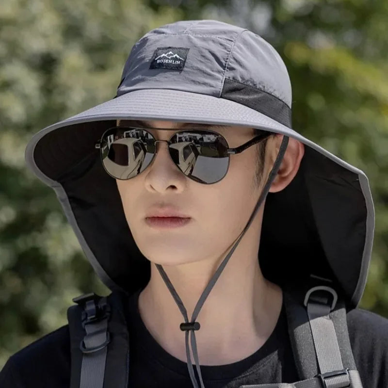 Wide Brim Neck Protection Unisex Bucket Hats Outdoor Visor Quick-drying
