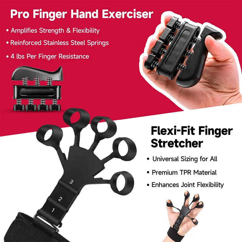 Adjustable Hand Gripper Kit (5-in-1) - Forearm & Finger Exercise, Stress Relief Ball, Portable Home Gym for Athletes