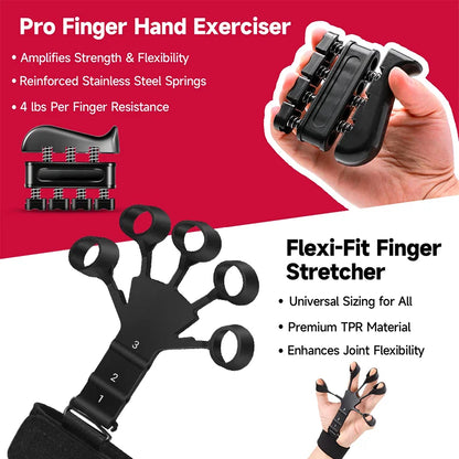 Adjustable Hand Gripper Kit (5-in-1) - Forearm & Finger Exercise, Stress Relief Ball, Portable Home Gym for Athletes