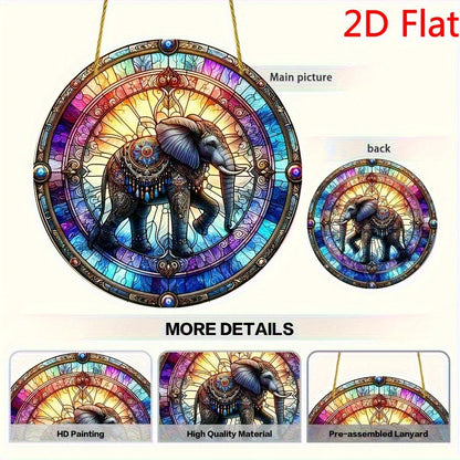 1pc Elephant Suncatcher - 2D Acrylic Window Hanging for Home & Garden Decor