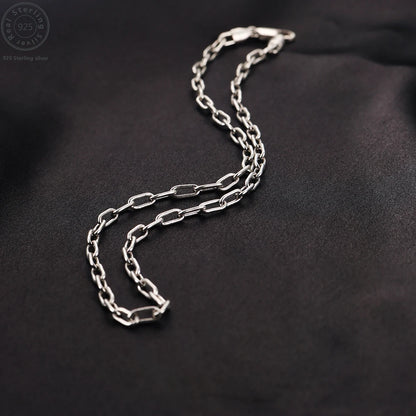 New 925 Sterling Silver Paperclip Neck Chain Basic Link Chain Necklace for Men Women Fine Jewelry Party Gifts Ships from USA