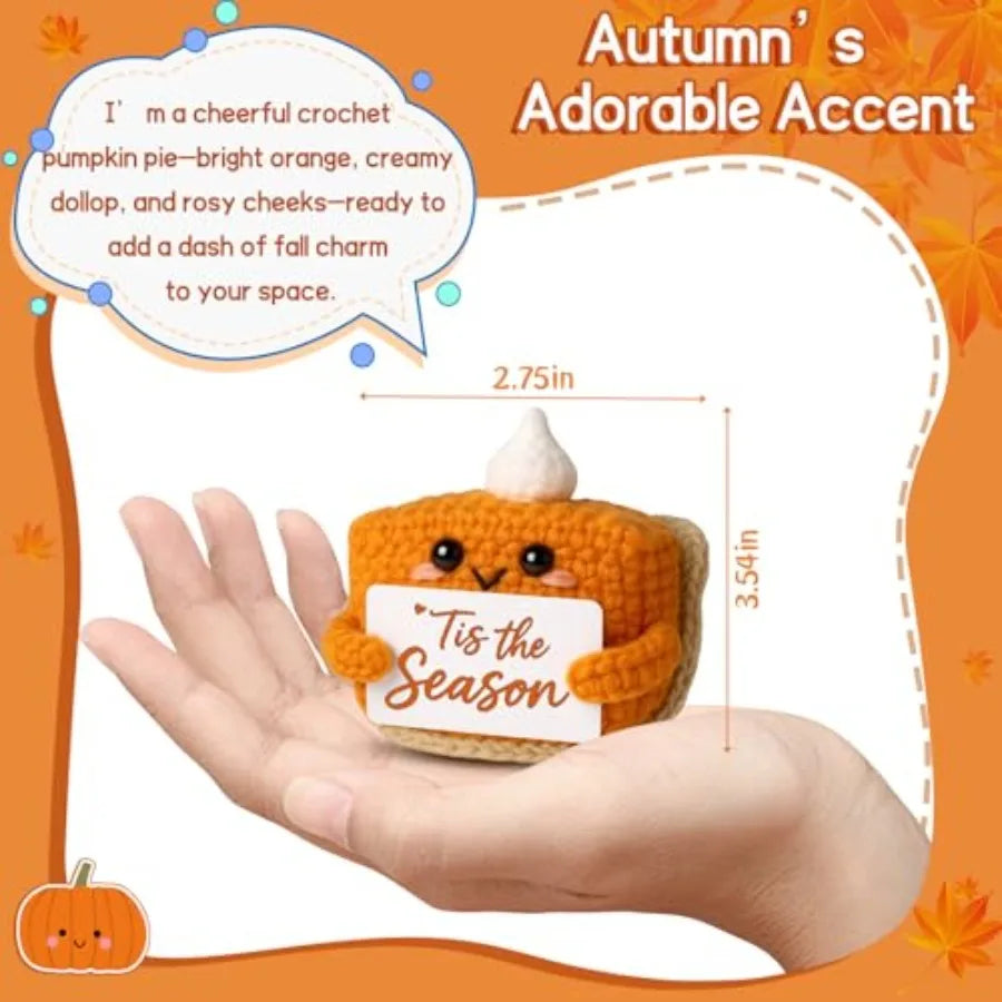 Tis The Season Fall Decor Mini Crochet Pumpkin Pie Plh Small Handmade Autumn Halloween Thanksgiving Items for Home Office Indoo