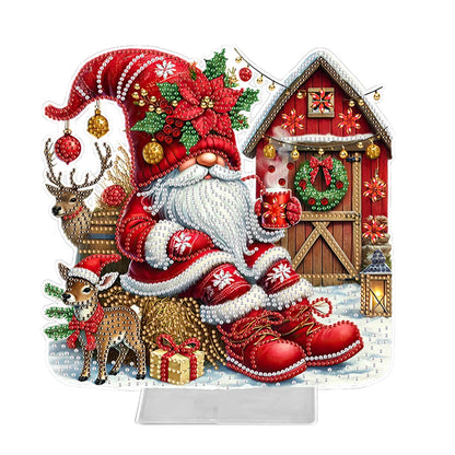 Acrylic Christmas Special Shape Merry-go-round Rhinestones Desktop Ornaments Diamond Painting Desktop Decors for Adults Beginner