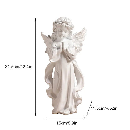 Praying Angel Figurine European Style Cute Angel Ornaments Waterproof Desktop Angel Decor Outdoor Garden Decor