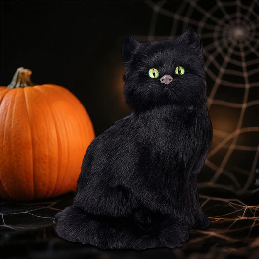 Halloween Black Cat Figurines Set of 3 Spooky Decorations for Home Office Party Miniature Cat Ornaments for Table Display