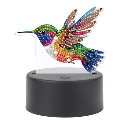 DIY Diamonds Painting Animals Table Lamp Handmade Diamond Mosaic Lamp LED Diamond Embroidery Night Lamp for Office Desktop Decor