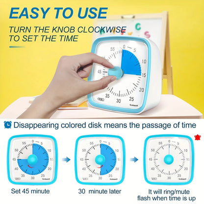 1pc Silent Visual Timer With Night Light - 60-Minute Countdown Timer- Time Management Tool For Home, School, And Work - VT03