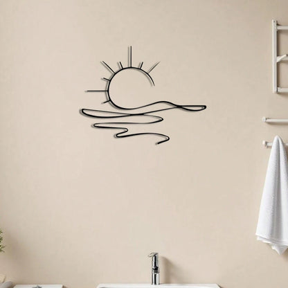 "Minimalist Sunrise Metal Wall Art – Abstract Sun Design, Modern Home Decor & Versatile Gift"