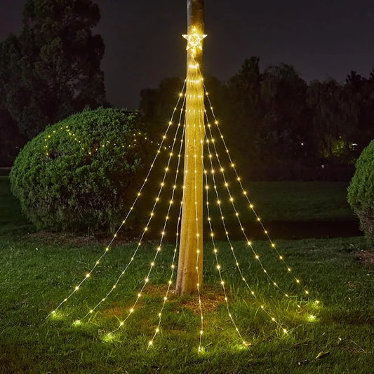 Christmas Lights Outdoor Outdoor Christmas Decorations Star String Lights 9.8Ft 288LEDs 8 Modes Waterproof Remote Control Tree