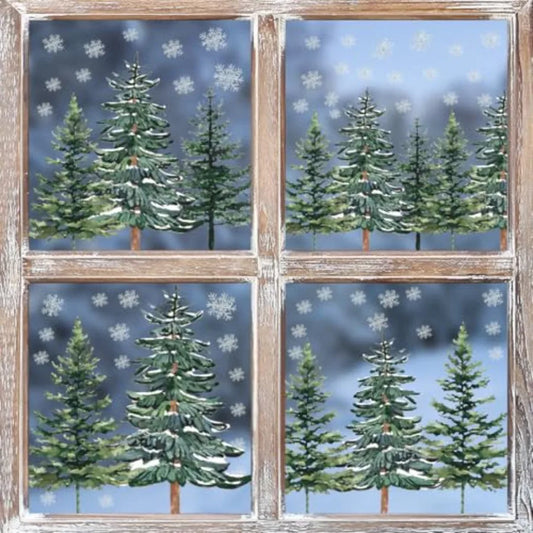 130 PCS Christmas Window Cling Sticker Trees Snow for Home Party Supplies Shop Window Glass Display Decoration Perfect for Holi
