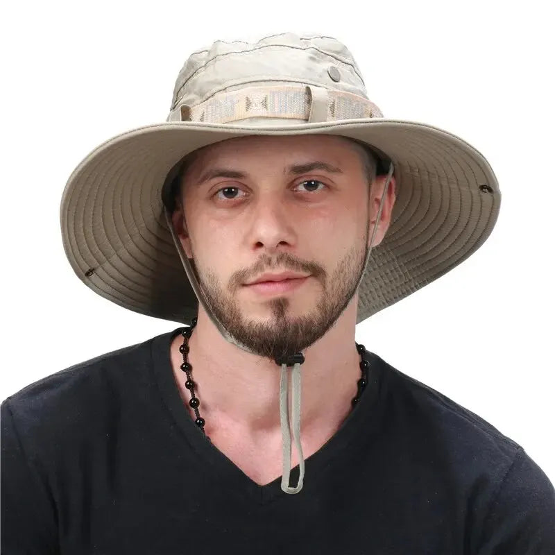 Bucket Hat Outdoor UV Protection Wide Brim Safari Hiking Sun Mesh Cap Unisex