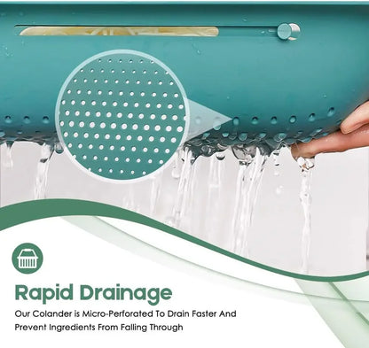 Collapsible Colander Kitchen Extendable Strainer Fruits Noodle Pasta Food Drain Basket Space-Saver Portable Drainer Over Sink