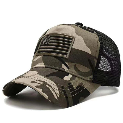 American Flag Embroidery Baseball Net Caps Adjustable