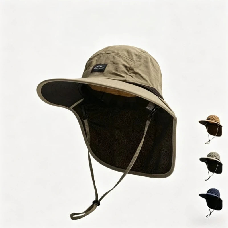Wide Brim Neck Protection Unisex Bucket Hats Outdoor Visor Quick-drying
