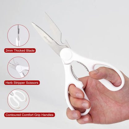 ELITEQUO All Purpose Kitchen Scissors, Heavy Duty Stainless Steel Scissors, Dishwasher Safe, Soft Grip Comfort Handle